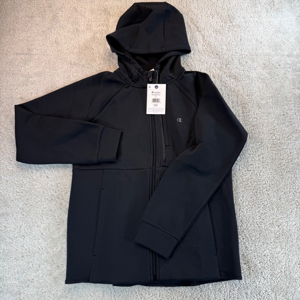 Champion Boys Double Knit Zip Up Hoodie Black C935HD7005-BLK-L Size L 14/16 NWT